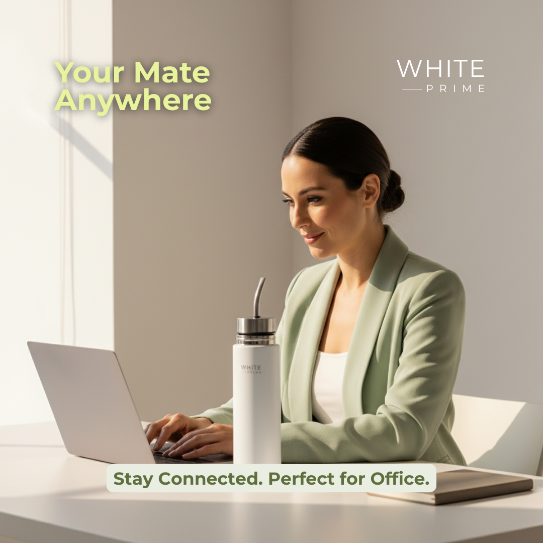 2-in-1 Mate Listo Autocebante Thermos 500 ml – Stainless Steel Insulated Automate with Built-in Bombilla Straw | WHITE Prime