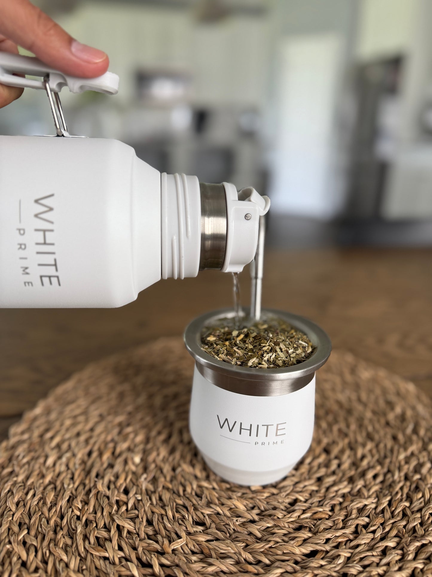 1.2 Lts Thermos for Mate | Stainless Steel Double Wall Water Bottle with handle | Vacuum Bottle | Yerba Mate | WHITE Prime