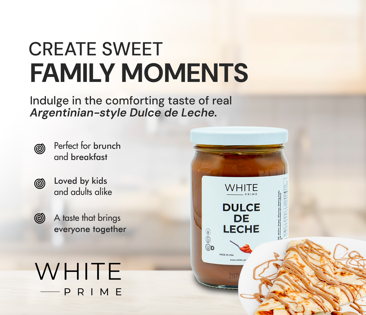 Dulce de Leche 15 oz | Estilo Argentino | Sin gluten ni aceite de palma | WHITE Prime