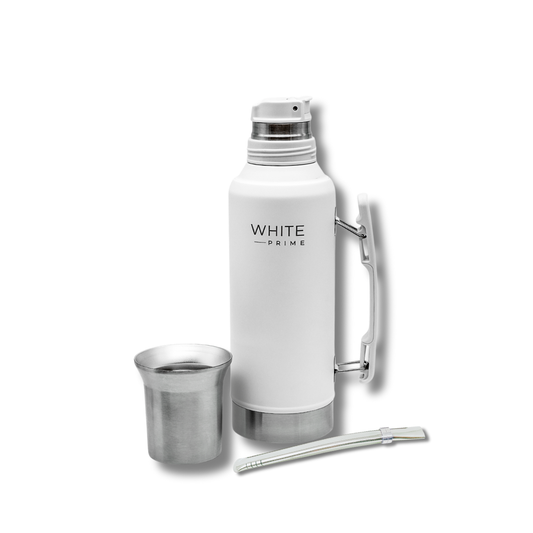 1.2 L Yerba Mate Thermos Kit To Go | WHITE Prime
