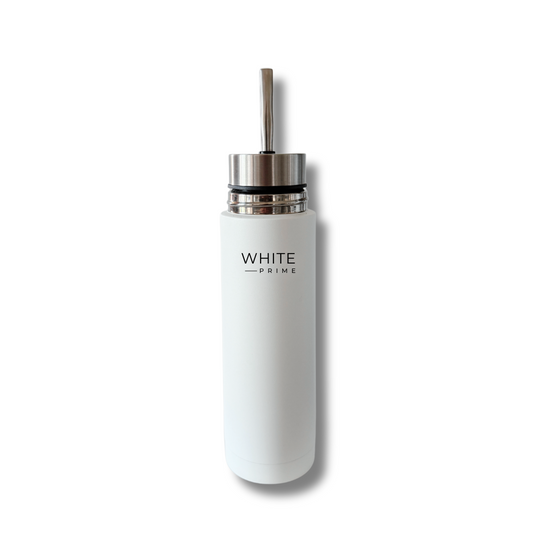 2 in 1 Thermos for Mate | Stainless Steel Double Wall Water Bottle | Vacuum Bottle | Yerba Mate | WHITE Prime