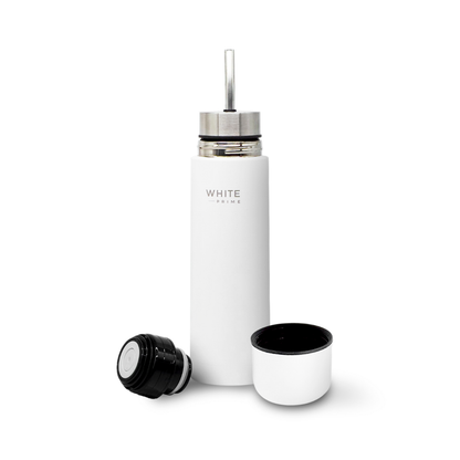 2-in-1 Mate Listo Autocebante Thermos 500 ml – Stainless Steel Insulated Automate with Built-in Bombilla Straw | WHITE Prime