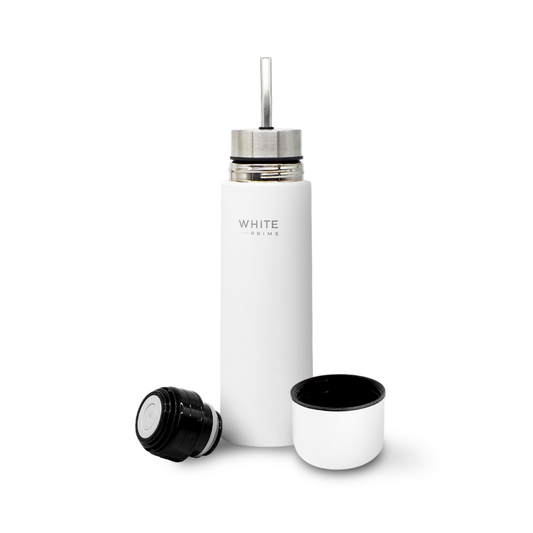 2-in-1 Mate Listo Autocebante Thermos 500 ml – Stainless Steel Insulated Automate with Built-in Bombilla Straw | WHITE Prime