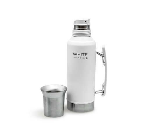 Thermo Bottle for Mate – 1.2 L Stainless Steel Double Wall Thermos for Mate | Precision Pour Stopper | Handle & Cup Lid | Vacuum Thermal Flask Water Bottle