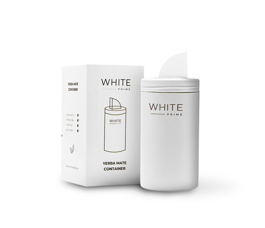 Yerba Mate Container with Spout | Stainless Steel | Coffee or Tea Canister | WHITE Prime