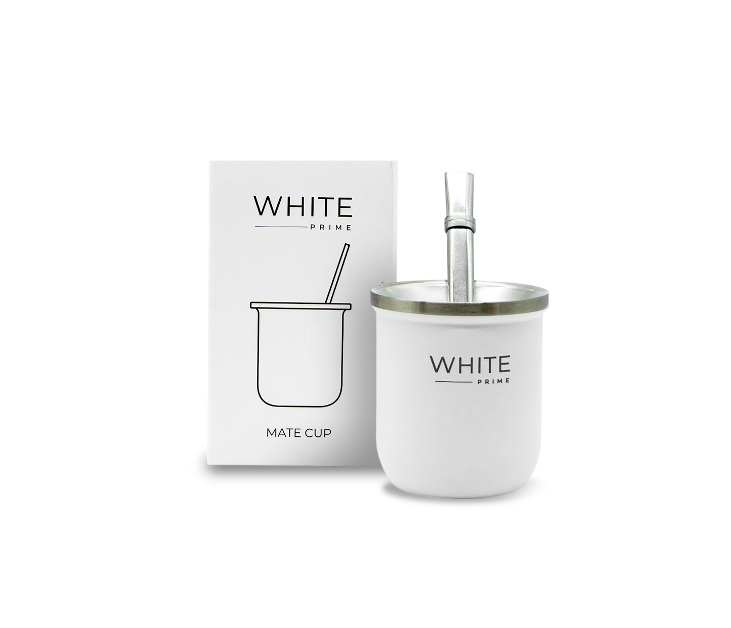 Yerba Mate Gourd | Stainless Steel Double Wall Cup | 6 oz Yerba Mate Cup | WHITE Prime