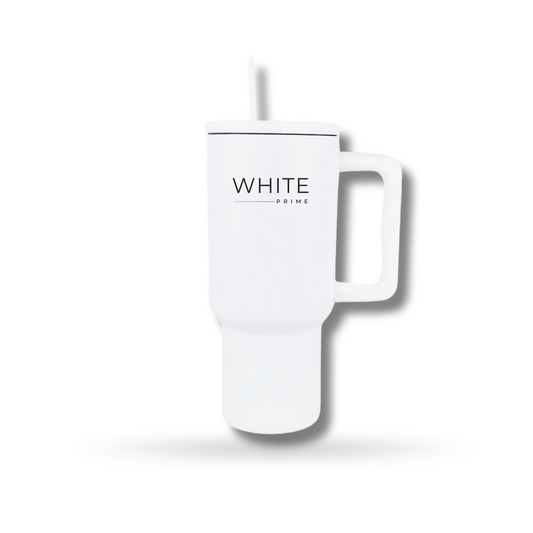 30 oz Tumbler with Handle | Simple Elegant and Modern | WHITE Prime Drinkware Flasks