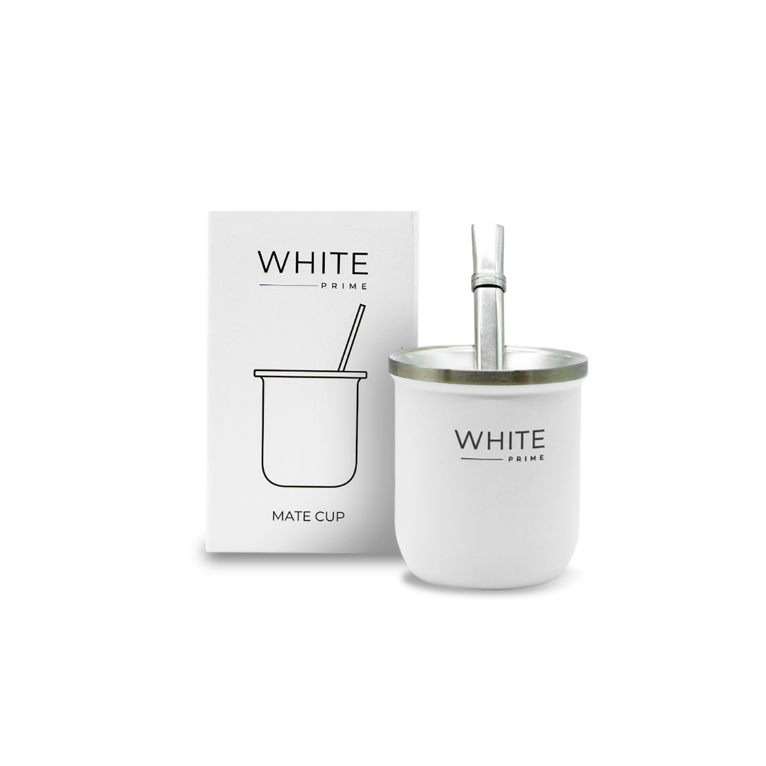 Mate Cup 6 oz with Straw | Free Yerba Mate Sample | WHITE Prime