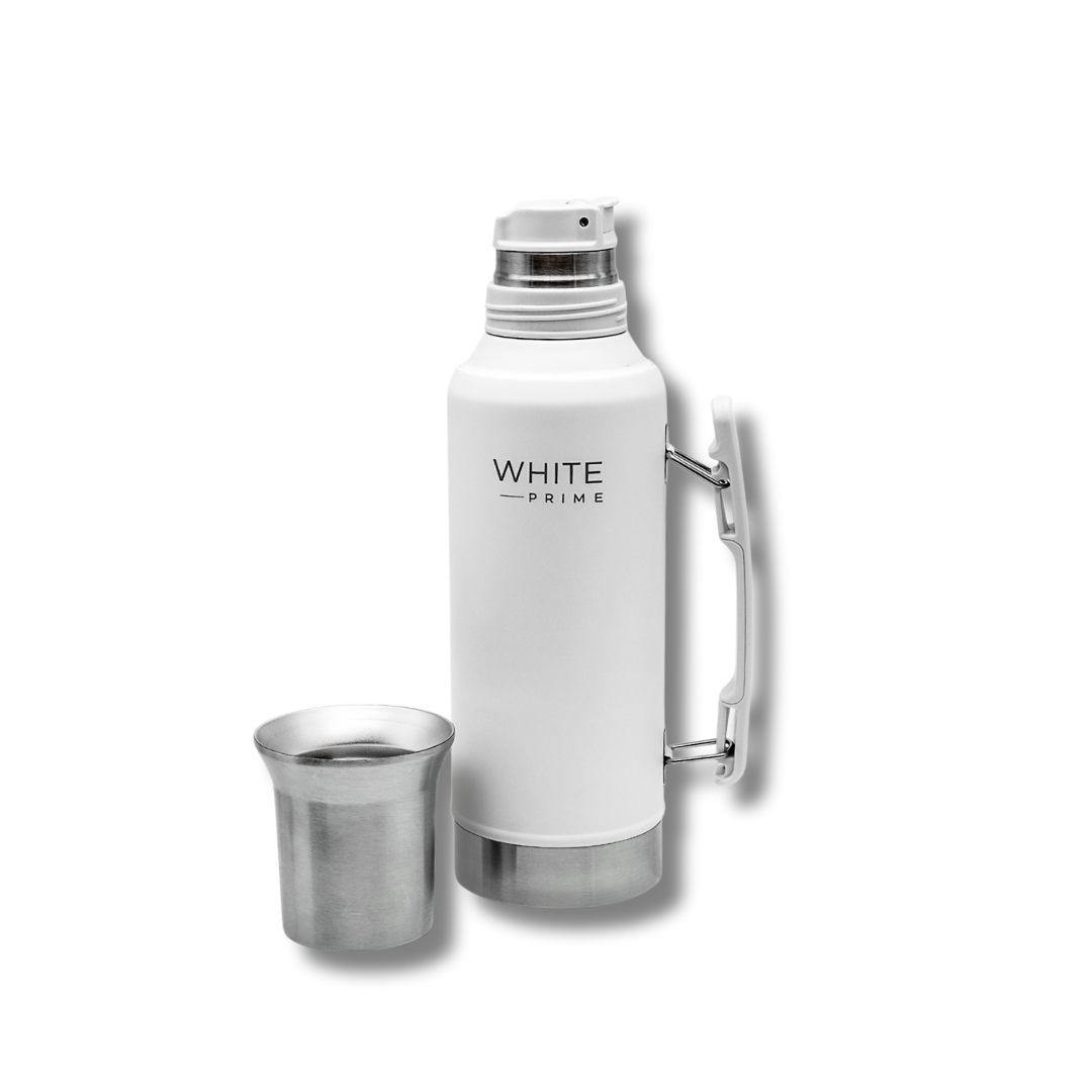 Termo de acero inoxidable 1.2 L | Con tapón antigoteo | WHITE Prime