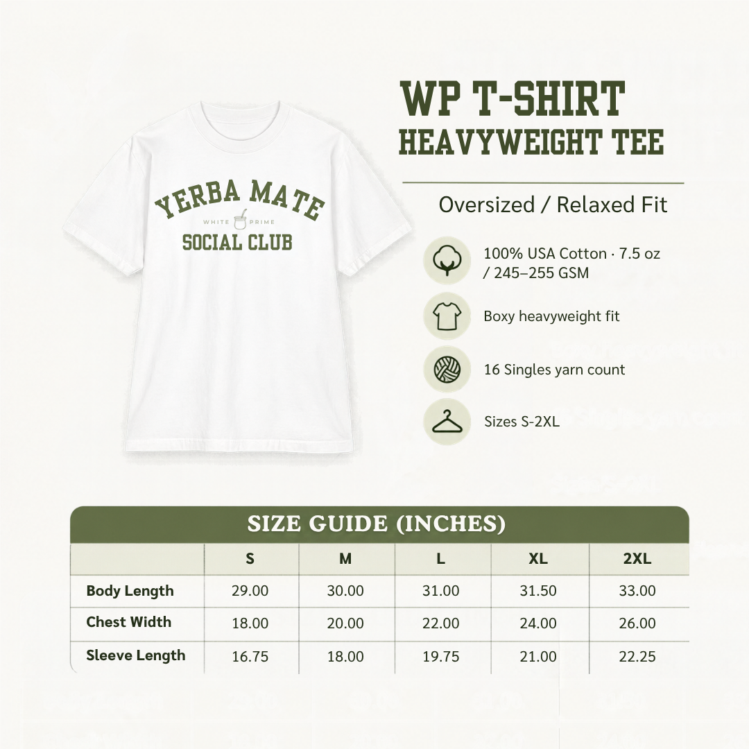 WHITE PRIME Yerba Mate Social Club T-Shirt