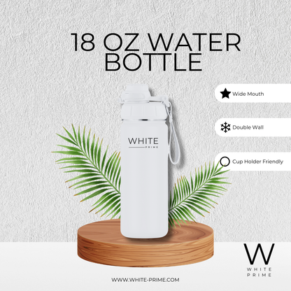 18 oz Water Bottle | Wide Mouth | WHITE Prime Drinkware Flasks