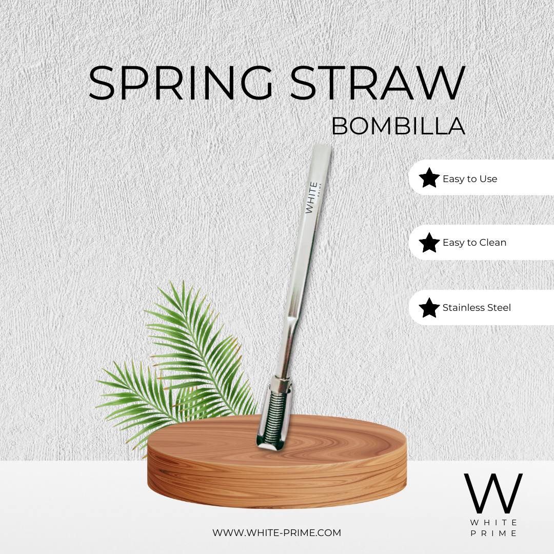 Stainless Steel Spring Straw for Yerba Mate | Bombilla | WHITE Prime