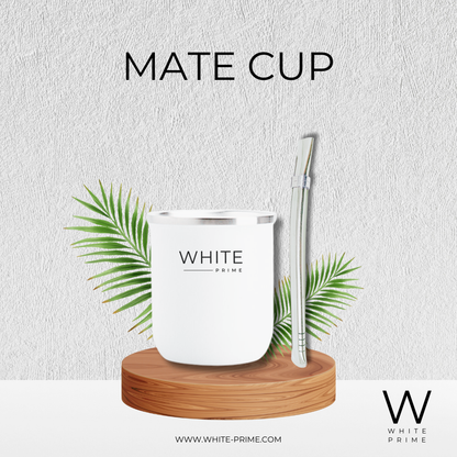 Mate Cup | Stainless Steel Double Wall Cup for Yerba Mate | 6 oz Yerba Mate Gourd | WHITE Prime