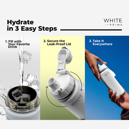 18 oz Insulated Water Bottle | WHITE Prime