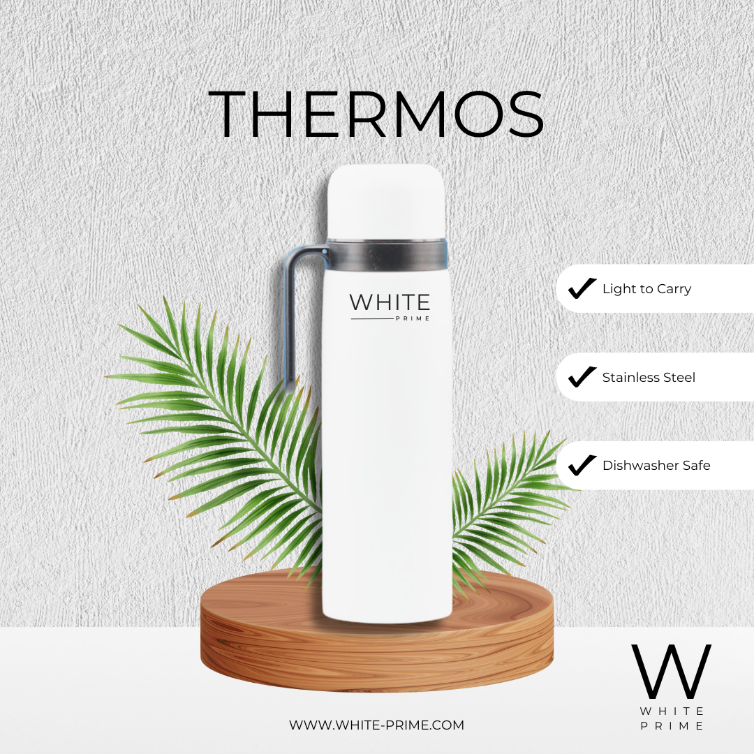 32 oz Thermos for Mate | Water Bottle | WHITE Prime