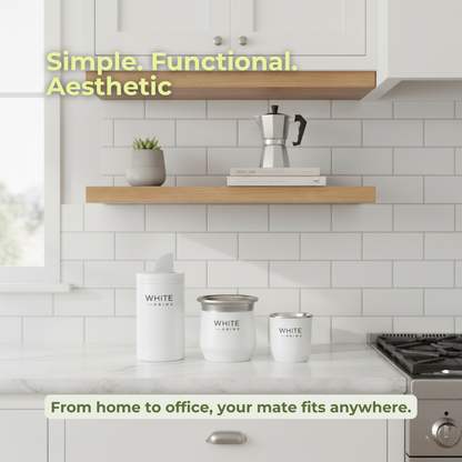 Contenedor de acero inoxidable 16 oz para Yerba Mate, té o café con pico vertedor| Yerbera | WHITE Prime