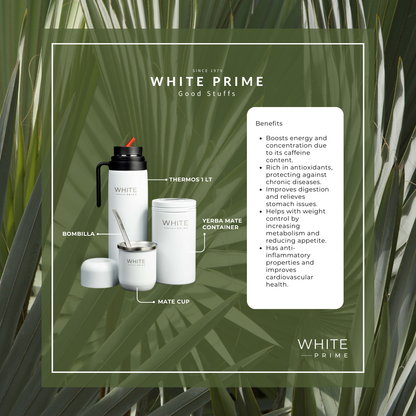 1.2 Lts Thermos for Mate | Stainless Steel Double Wall Water Bottle with handle | Vacuum Bottle | Yerba Mate | WHITE Prime