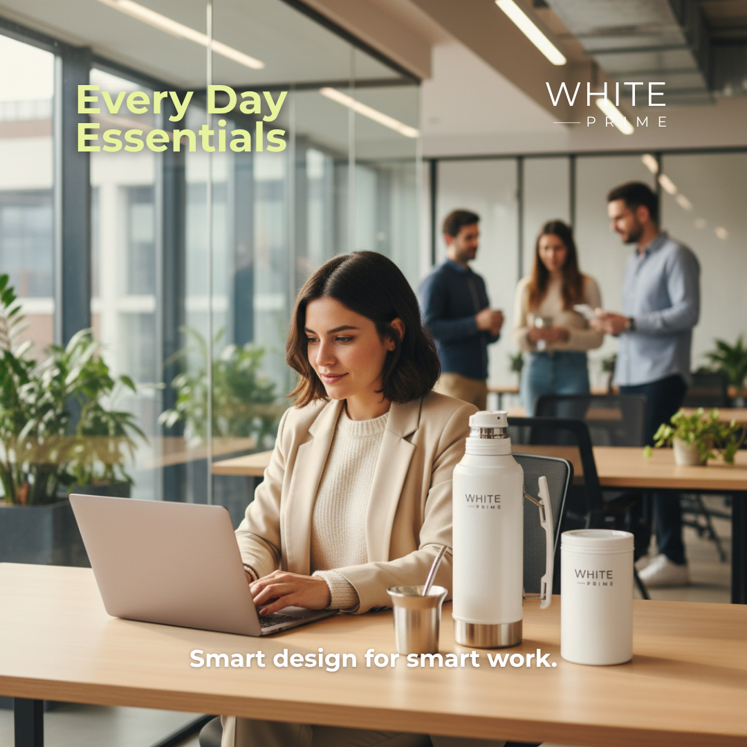 Termo de acero inoxidable 1.2 L | Con tapón antigoteo | WHITE Prime