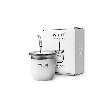 Mate de acero inoxidable de doble pared 8 oz | WHITE Prime