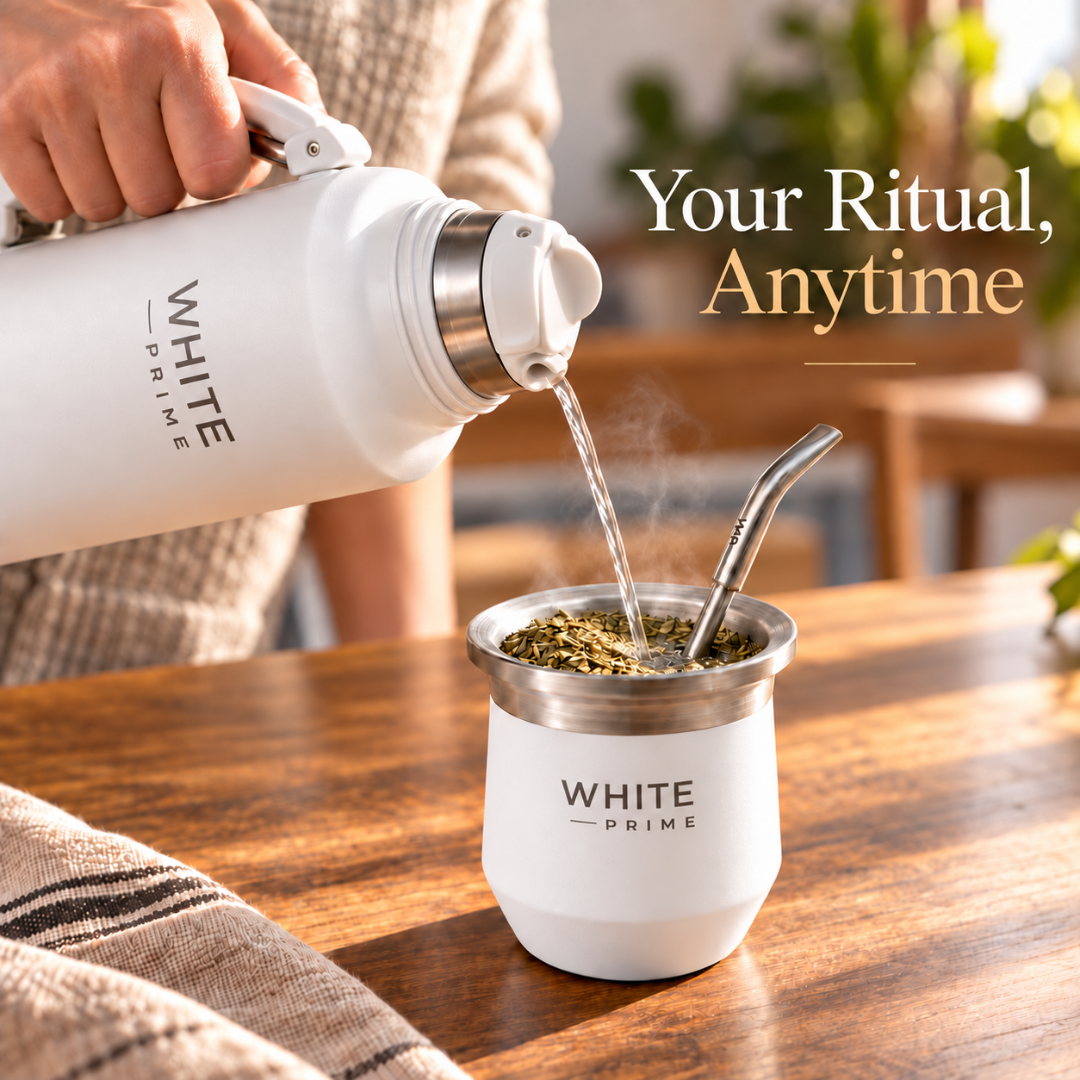 WHITE Prime Yerba Mate Cup 8 oz with Bombilla | Stainless Steel Mate Gourd