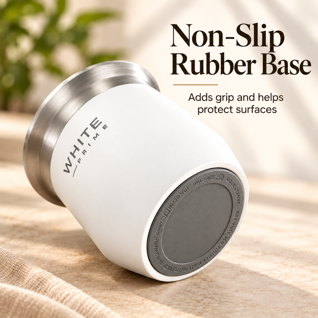WHITE Prime Yerba Mate Cup 8 oz with Bombilla | Stainless Steel Mate Gourd