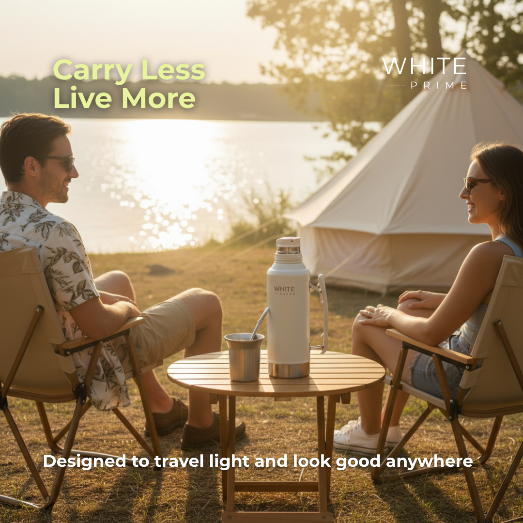 Termo de acero inoxidable 1.2 L | Con tapón antigoteo | WHITE Prime