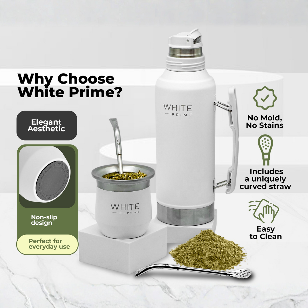 Mate de acero inoxidable de doble pared 8 oz | WHITE Prime