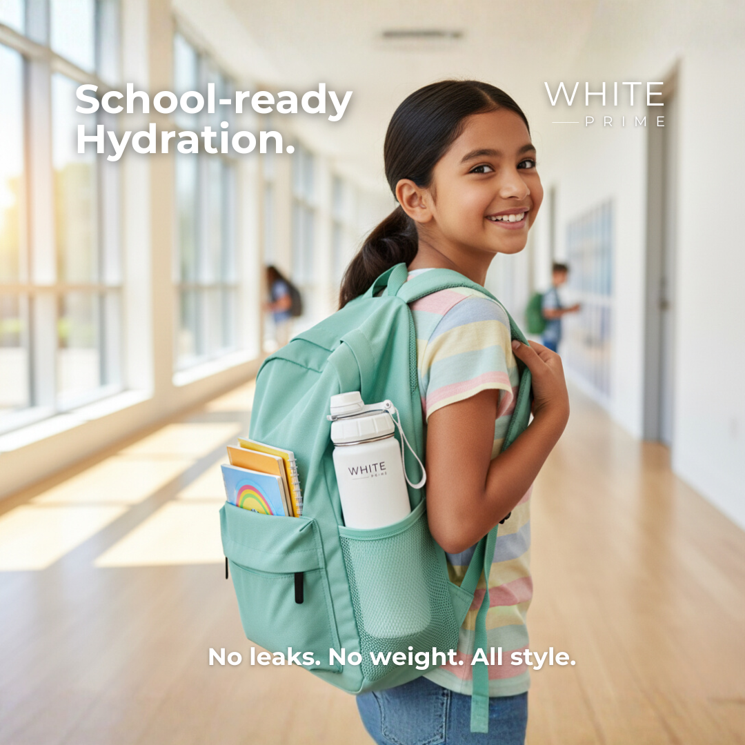 18 oz Insulated Water Bottle | WHITE Prime