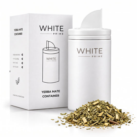 WHITE Prime Multipurpose Yerba Mate Container 20 oz | Yerbero with Spout