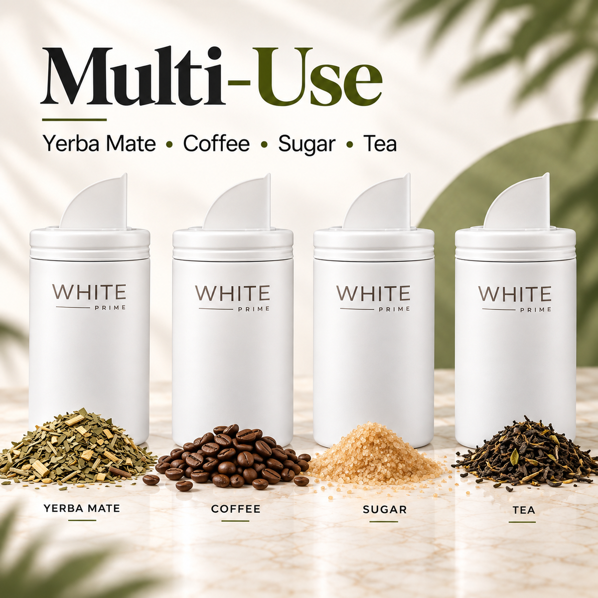 WHITE Prime Multipurpose Yerba Mate Container 20 oz | Yerbero with Spout