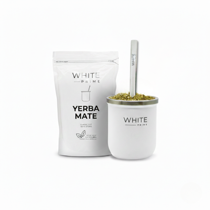 Mate Cup 6 oz with Straw | Free Yerba Mate Sample | WHITE Prime