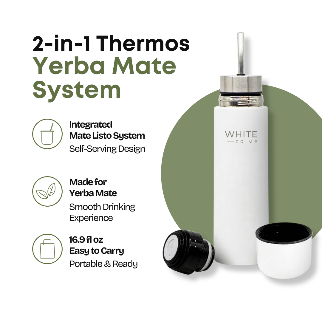 2 in 1 yerba mate thermos system with mate and pouring functions