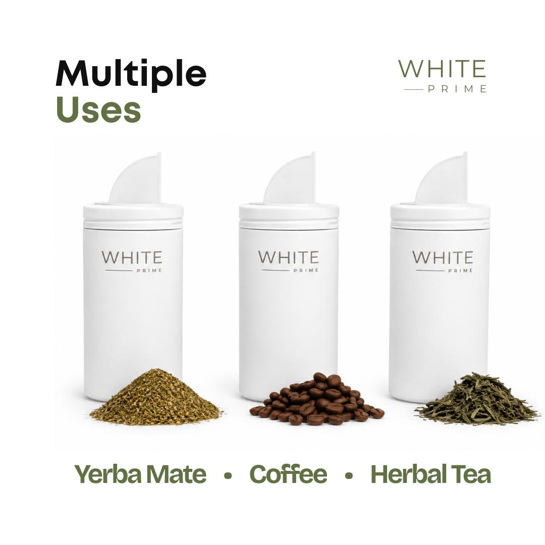 Infographic showing multiple uses for the WHITE Prime stainless steel container