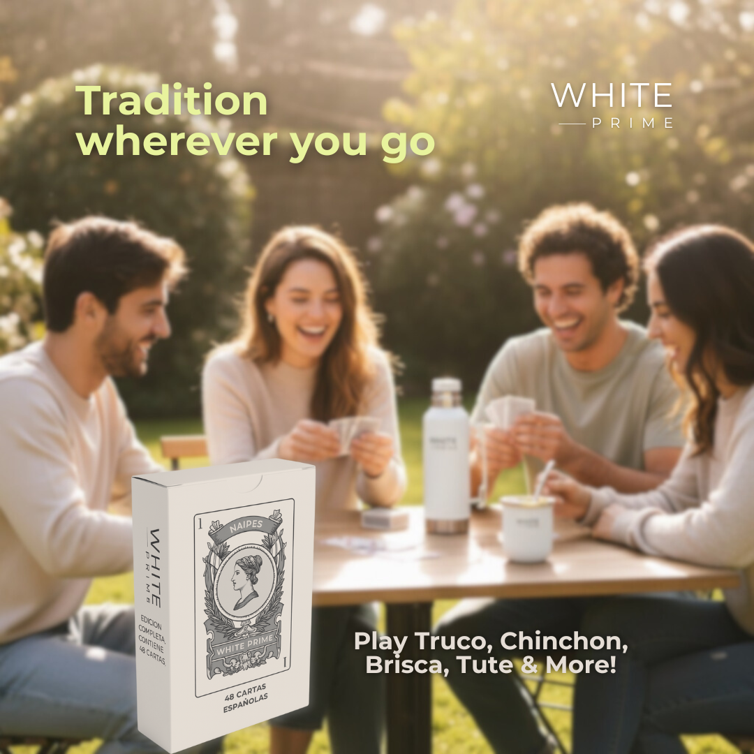 Family and friends enjoying WHITE Prime Spanish playing cards togetherEspañola