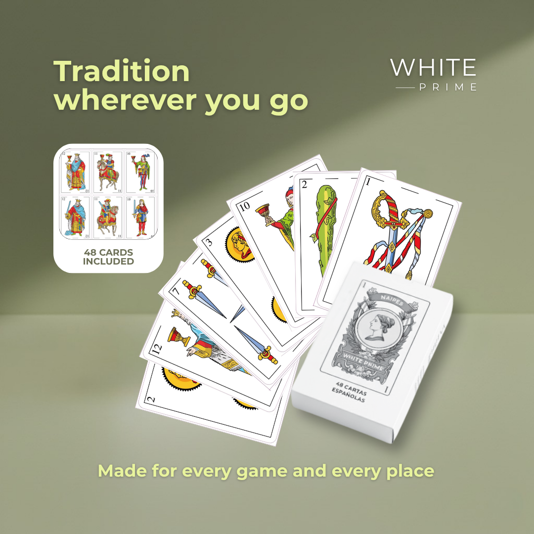 WHITE Prime Spanish playing cards inspired by traditional Baraja Española