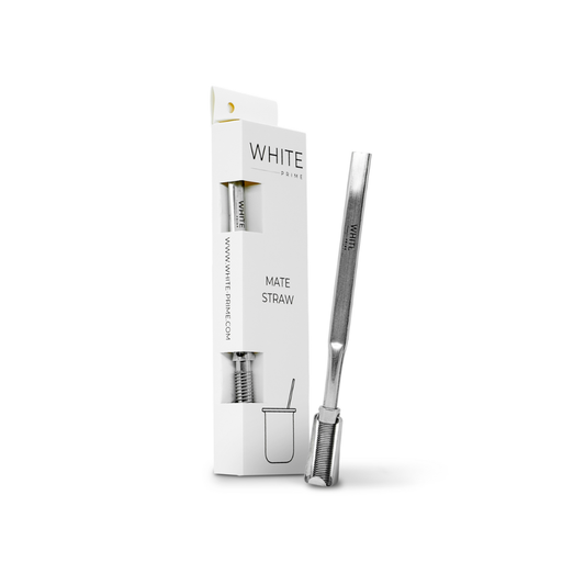 WHITE Prime stainless steel spring bombilla for yerba mate