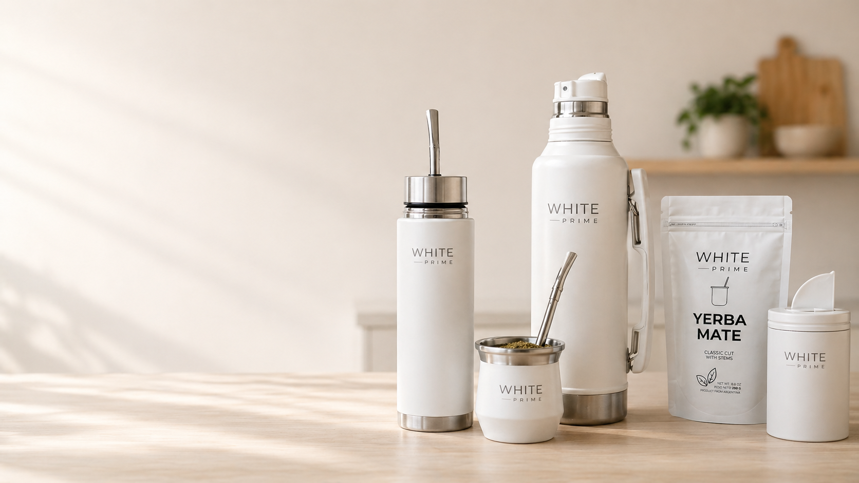 Stainless steel yerba mate kit by WHITE Prime for clean energy and everyday ritual