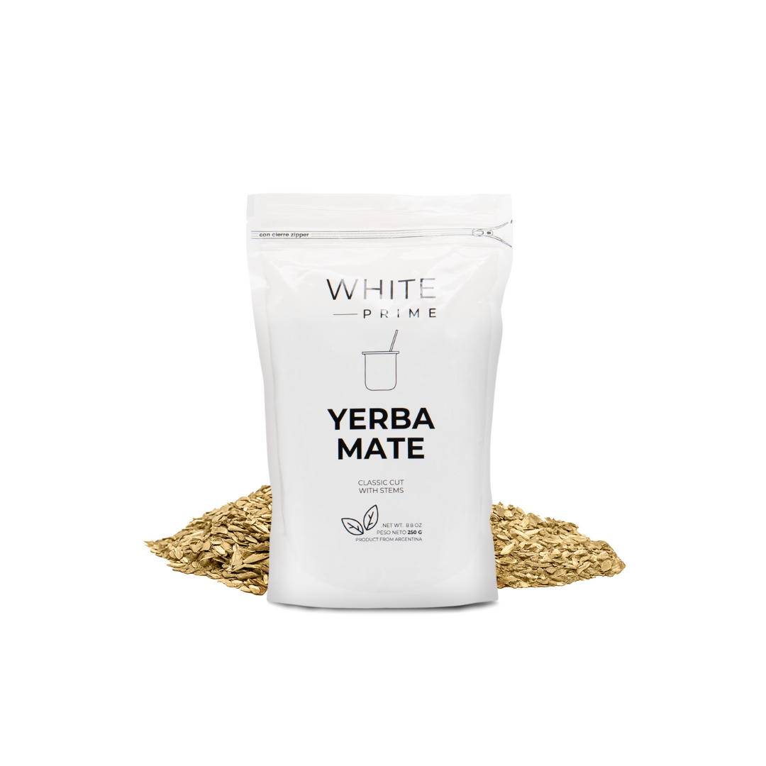 WHITE Prime yerba mate sample pouch for the starter kit