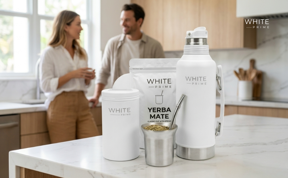 white prime yerba mate starter kit accessories